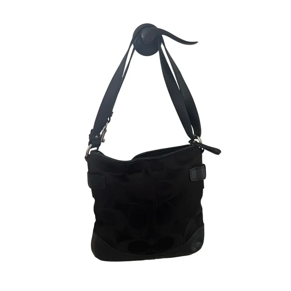 Coach Vintage Y2K Signature Optic Chain Shoulder Bag F19730 Black - Picture 10 of 14